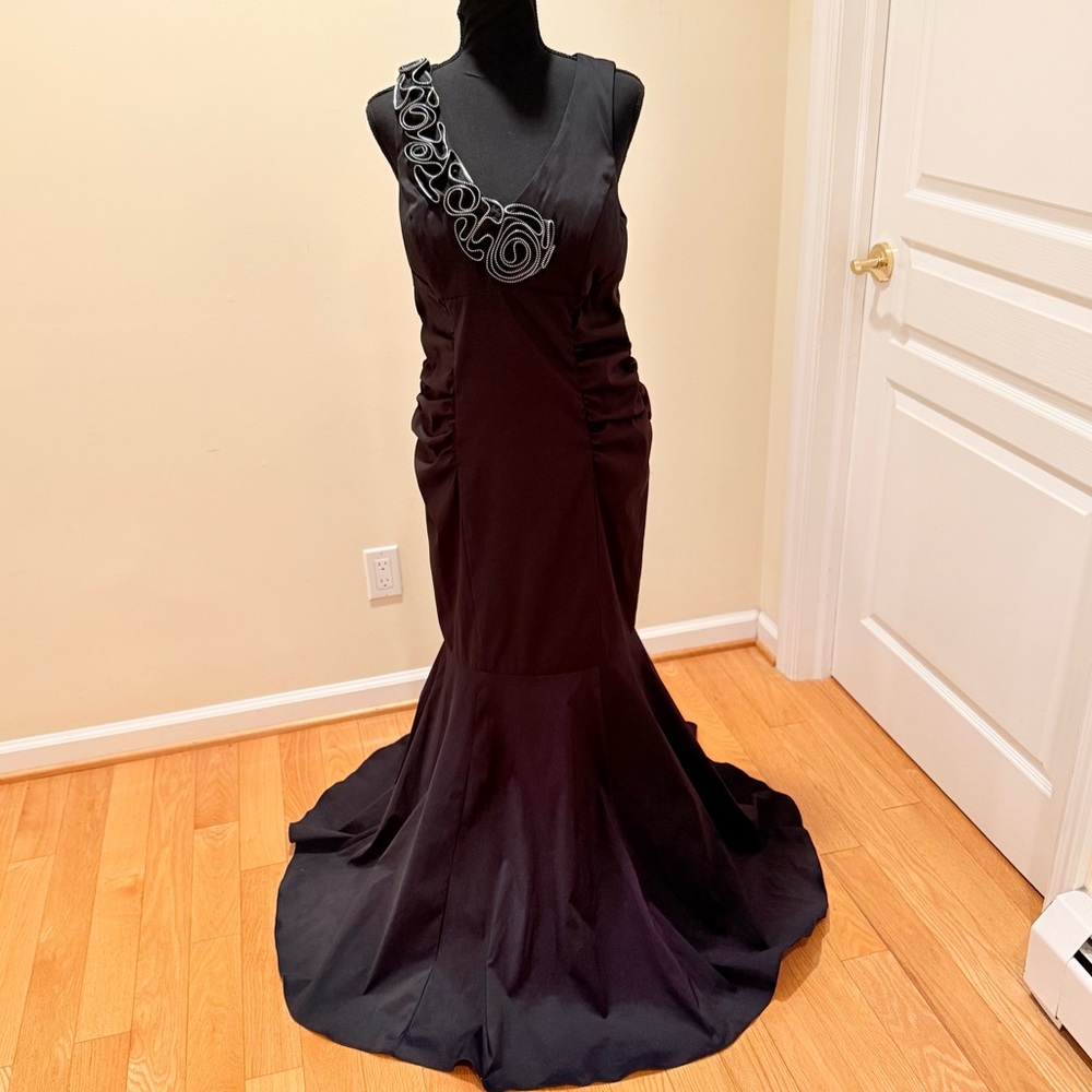 Ignite Evenings Sophisticated Black Wedding Dress with Unique Neckline